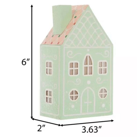 A set of 4 pinks,blue, green Light Up Gingerbread House - Picture 8 of 9